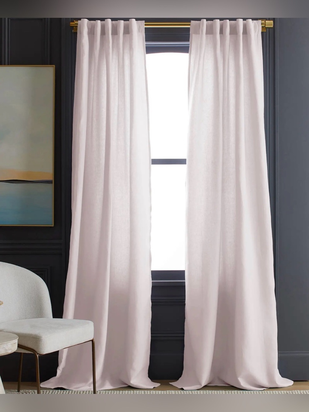 NWOT Quince European Linen Curtain - Single Panel in Vintage Blush - 48” x 96”